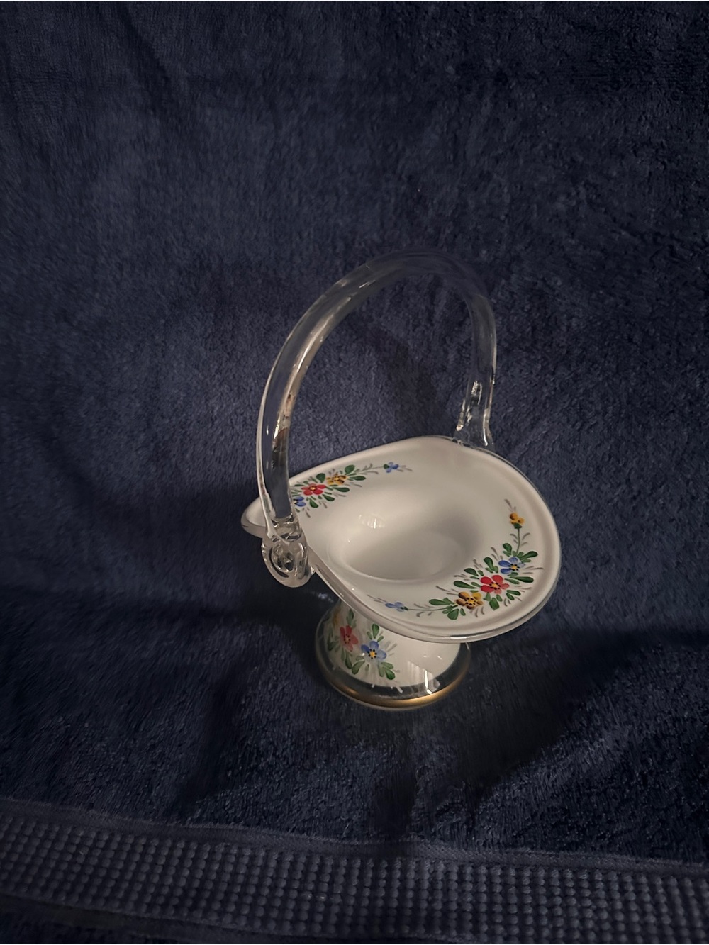 Poschinger hand-painted glass basket vase - Picture 4 of 7